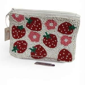 Strawberry Beaded Coin pouch